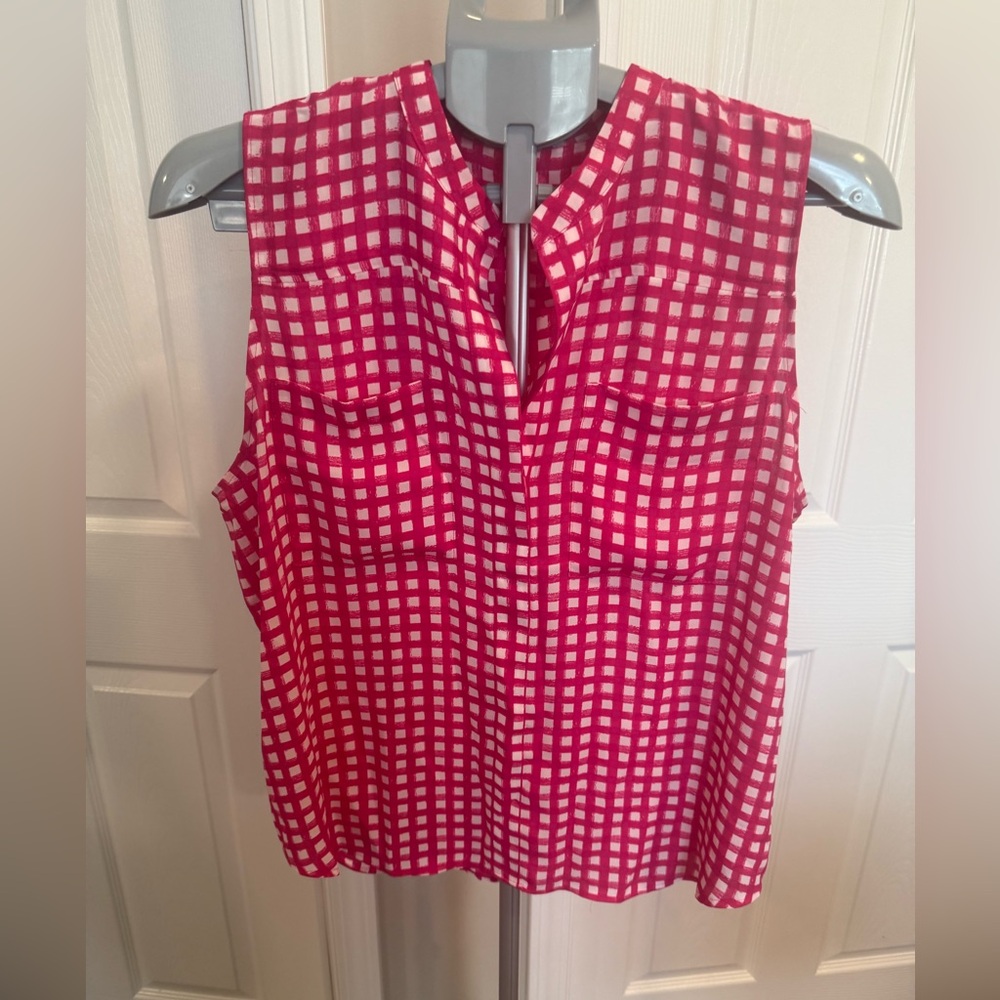 Ann Taylor Pink and White Checkered Blouse